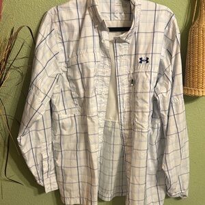 Under Armour White and Blue Checkered Shirt